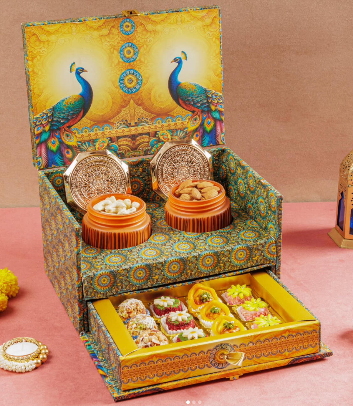 Traditional Indian Packaging: Peacock Motif Gift Box